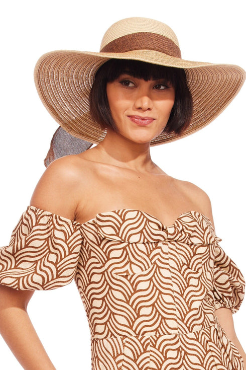 Elsie Straw Wide Brim Floppy Straw Hat with Bow